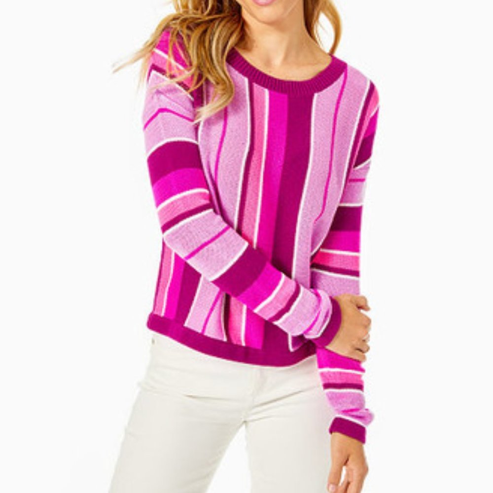 Lilly pulitzer women's daryn pink striped sweater